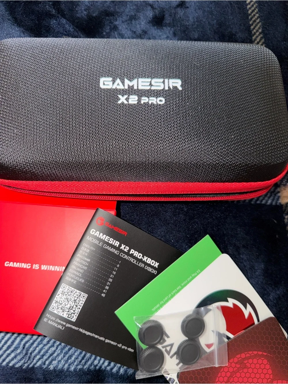 X2 Pro Mobile Gaming Controller with Black and Red Carry Case